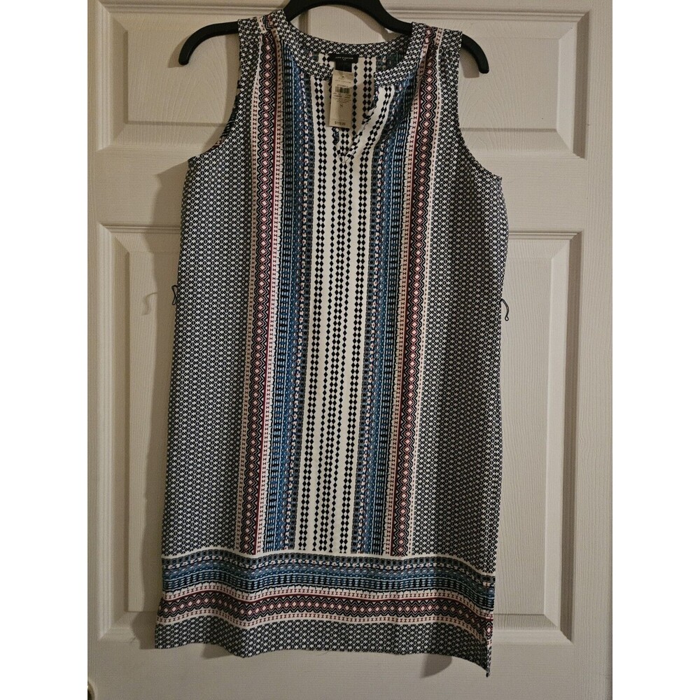 Ann Taylor Loft Geometric Print Sleeveless Dress S New NWT Blue Red White